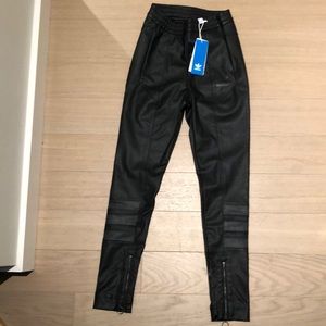 Adidas faux leather women’s track pants size small